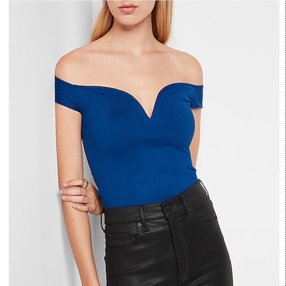 NWT Express Body Contour Ribbed Off The Shoulder Thong Bodysuit XL - Picture 1 of 12